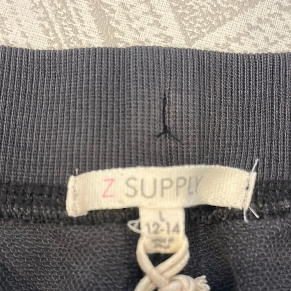 Z Supply Girls Grey Star-Patterned Embroidered Joggers - Size L